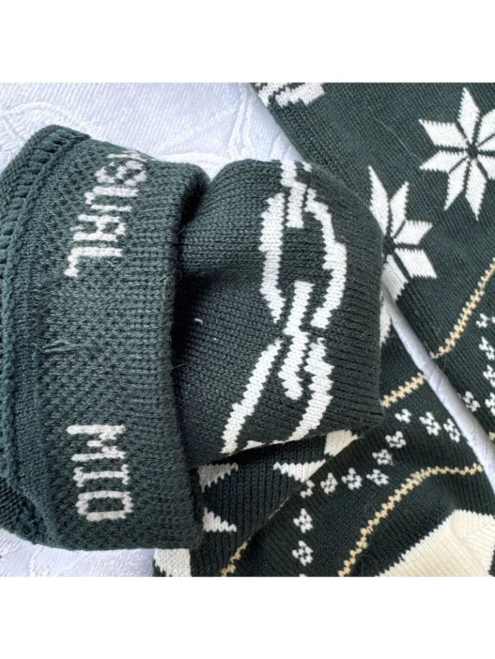 Stance Men's Large L. Green White Crew Socks SKI Christmas Holiday Novelty NEW